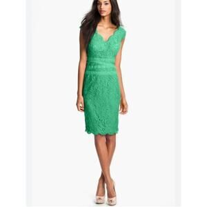 Tadashi Shoji Lace‎ Sheath Dress Knee Length Low Cut Sleeveless Semi Formal Sz 2